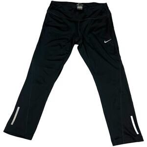 Nike Running Leggings Racer Dri-Fit Black Cropped Women's S Activewear‎ Pants